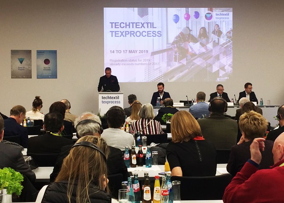 A press conference took place last month for the upcoming Techtextil and Texprocess 2019 shows. © Adrian Wilson