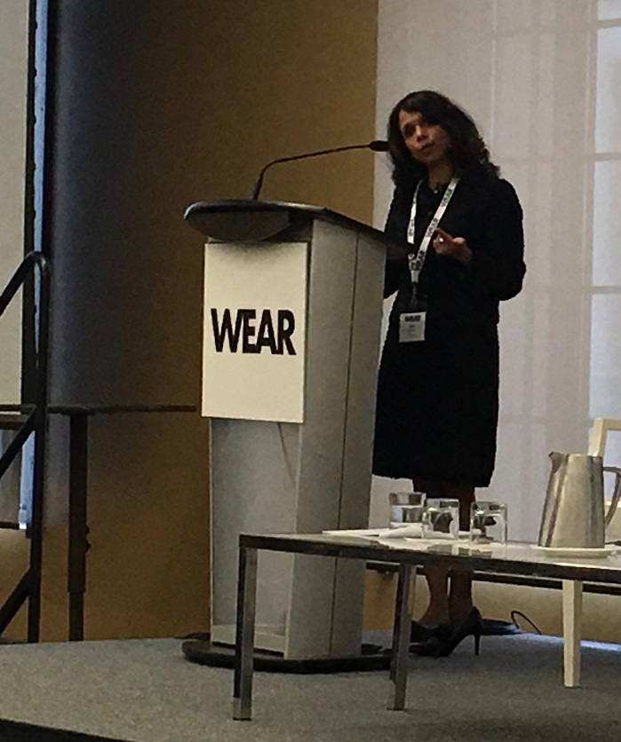 Janice Noronha, Partner, PwC Montreal, specialising in Sustainability and Climate Change Practise, launching the Sustainable Fashion Toolkit. © Marie O’Mahony