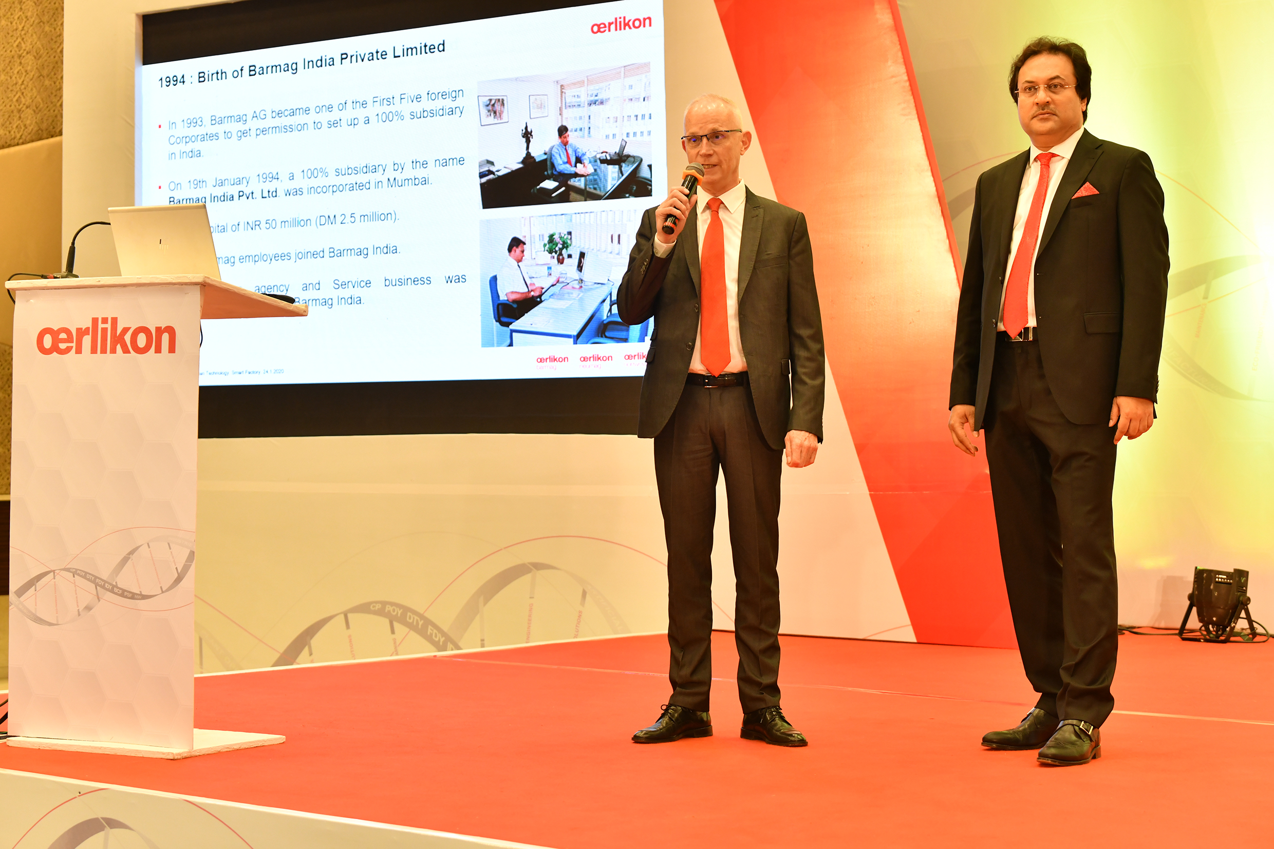 JuÌˆrgen Vogel and Debabrata Ghosh opened the technology symposium in Daman, at- tended by around 450 people.
