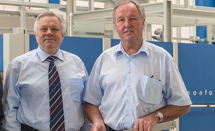 Monforts Head of Technical Textiles Jürgen Hanel (left) with ATC manager Fred Vohsdal, who has now worked for the company for 51 years and has a wealth of accumulated know-how to share with customers.