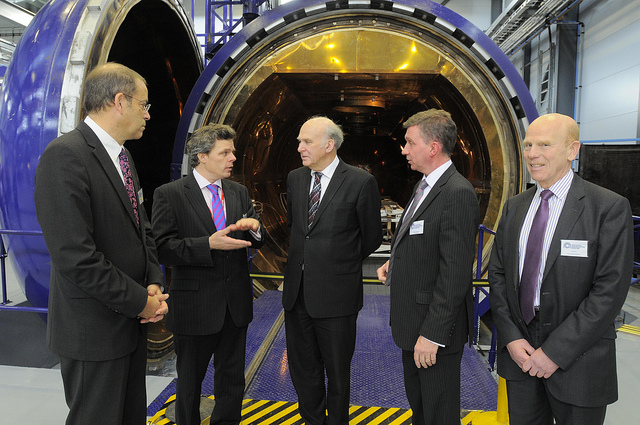 Rt Hon Dr Vince Cable MP (centre), UK Secretary of State for the Department of Business, Innovation and Skills, who formally opened the National Composites Centre (NCC) in Bristol today.