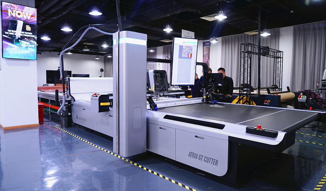At its annual ideation conference in November, Gerber launched the Gerber Atria Digital Cutter, which provides significant throughput uplift and excellent cutting quality. © Gerber Technology.