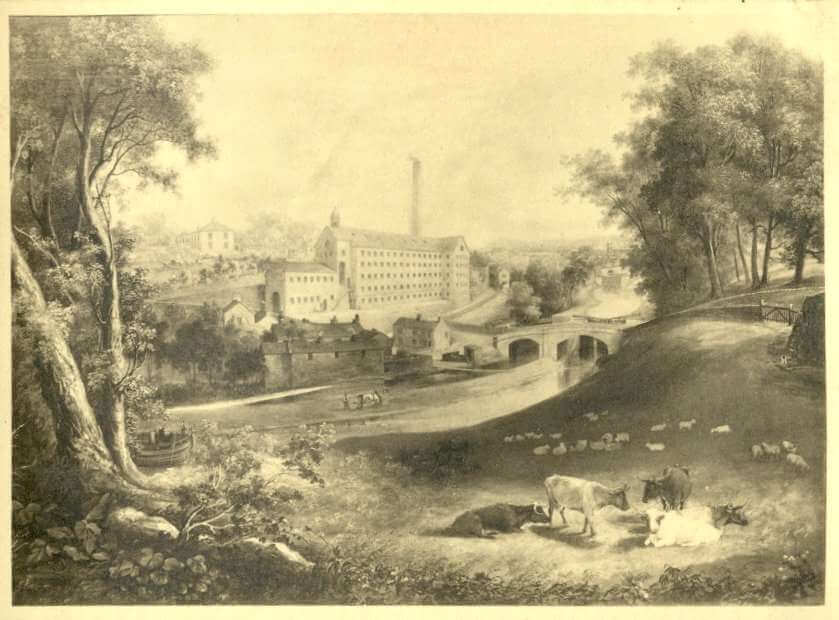 Shaw Lodge Mills, where the Holdsworth factory was based, around1830. © Camira