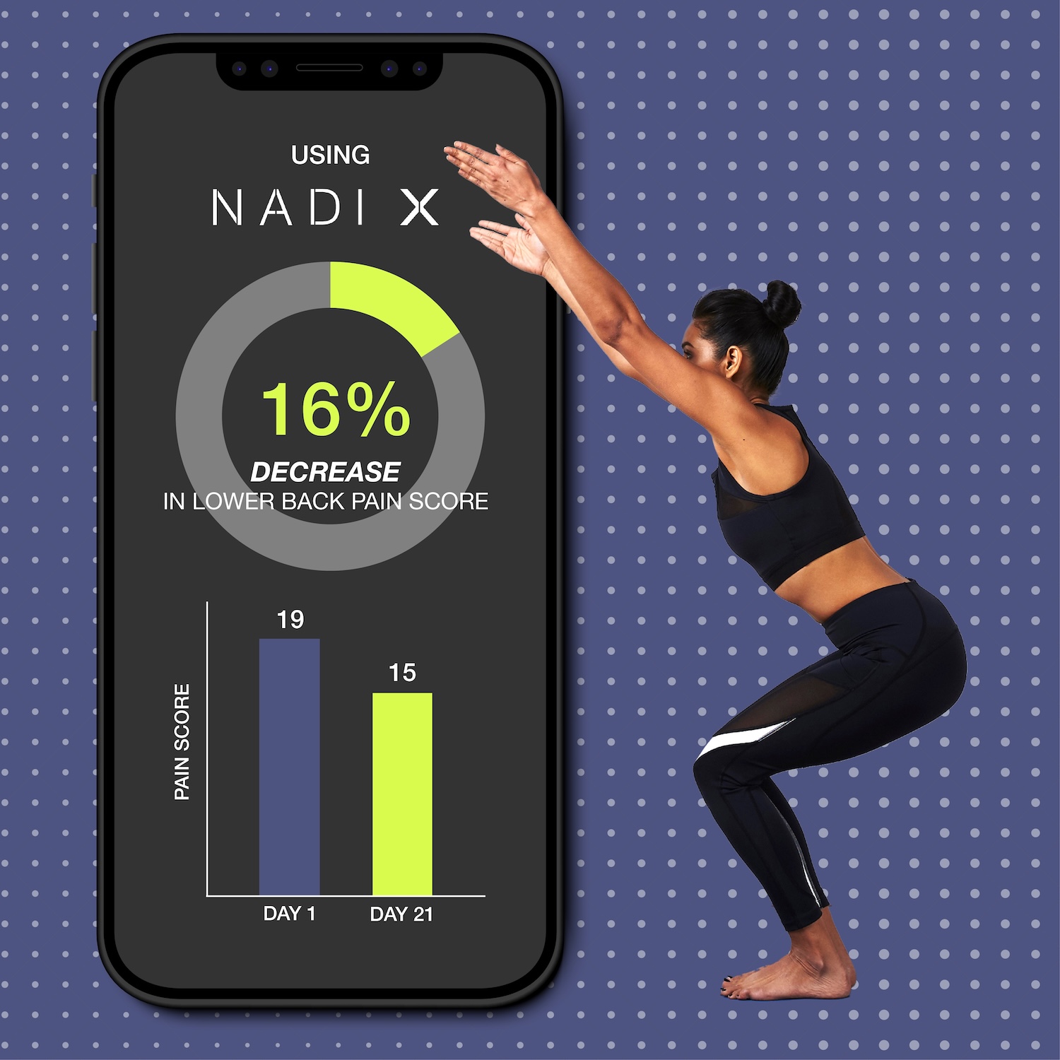 Billie Whitehouse is now extending the capability of Nadi X technology to offer relief from Lower Back Pain with studies already under way. © Billie Whitehouse