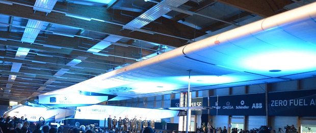 The new “Solar Impulse 2“ was officially presented in Switzerland. The ultralight aircraft is set to become the first plane to fly around the world without a drop of fuel in 2015. © Bayer MaterialScience AG