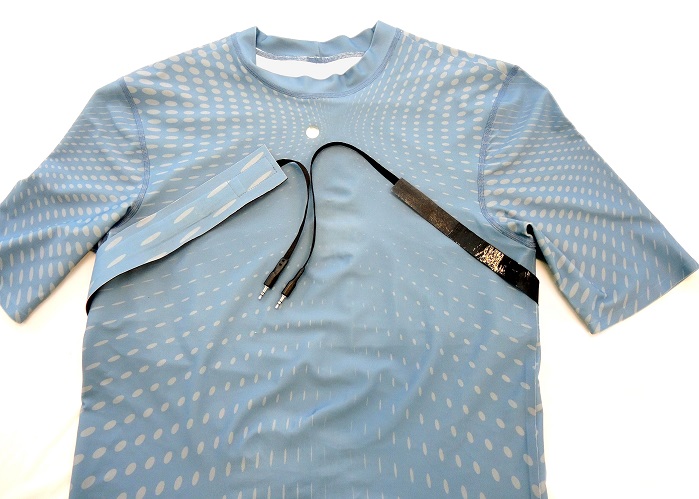The company has successfully integrated the stretch sensors into a shirt for monitoring respiration rate to enable self-monitoring for people with chronic lung disease. © Ohmatex