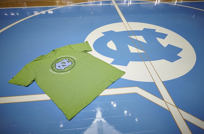 Each attending fan will receive a Repreve based t-shirt with a Carolina Blue NC on the front, made using more than 45,000 recycled plastic bottles. © Unifi / Repreve 