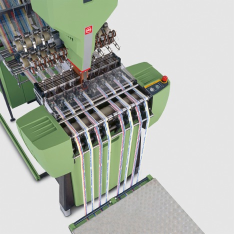 The electronically controlled NH2 53 narrow fabric loom. © Jakob Müller AG