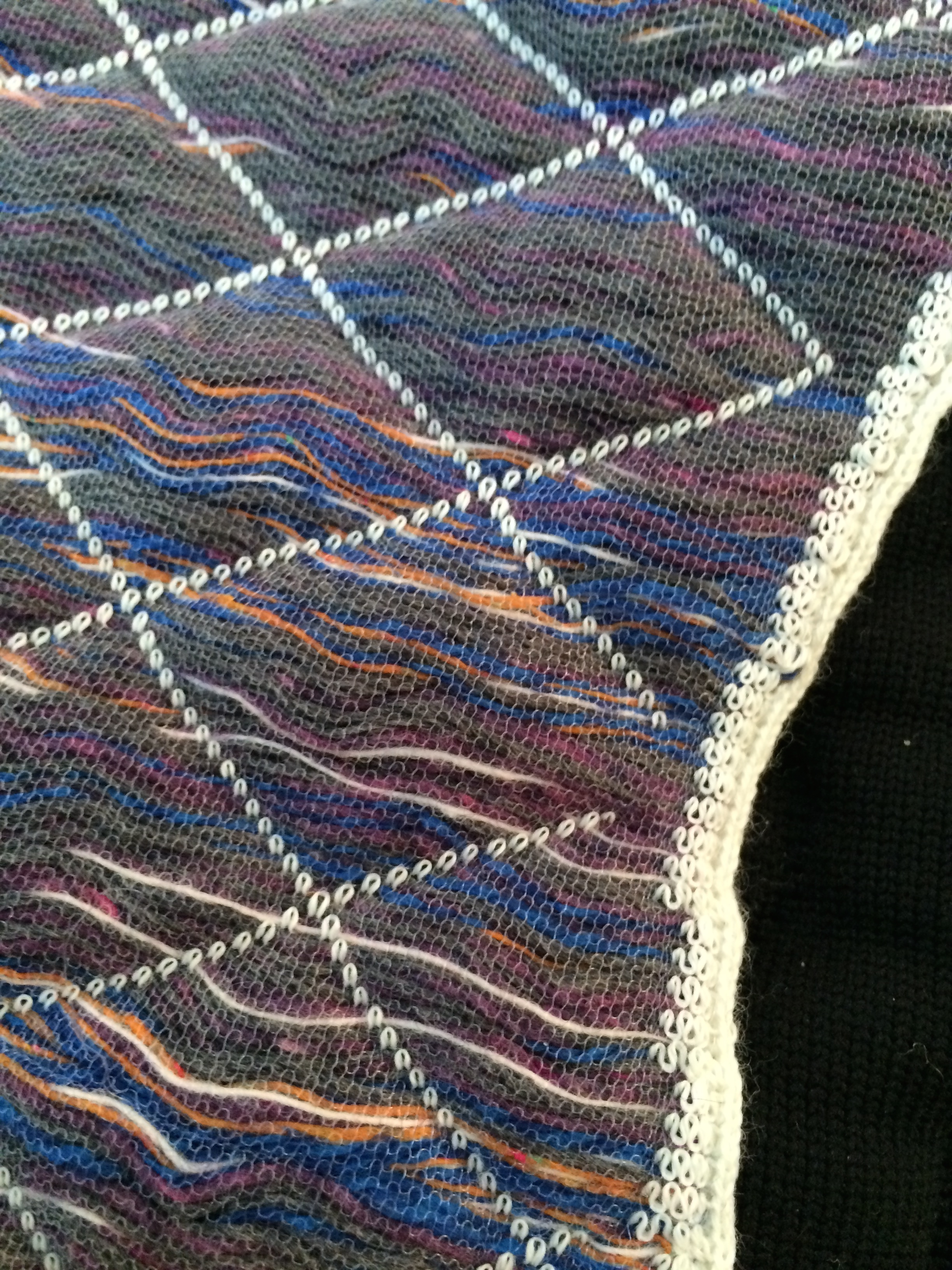 Detail of shaped ‘quilted’ body panel knitted on Shima Seiki’s SRY123LP.