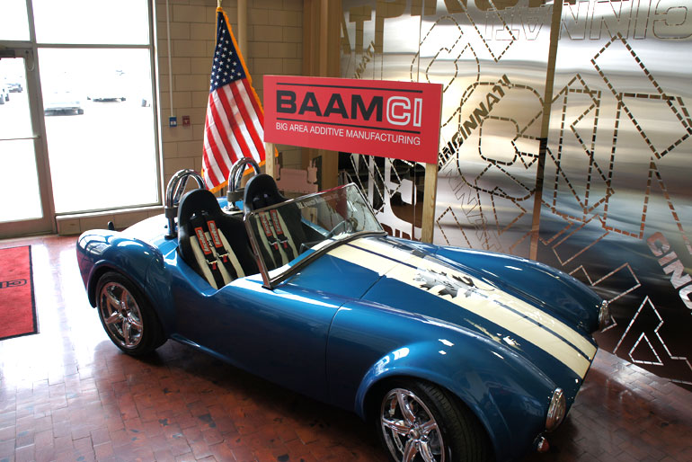 The Shelby was printed at the Department of Energy’s Manufacturing Demonstration Facility at ORNL using the Big Area Additive Manufacturing (BAAM) machine. © ORNL 