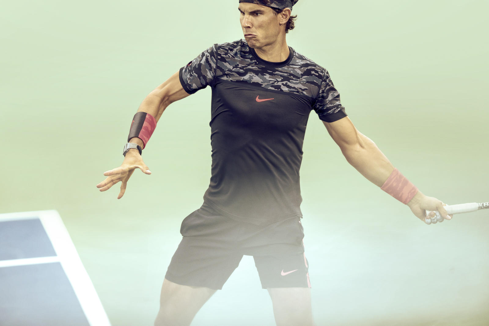 Rafa Nadal will take the court in the Nike Premier Rafa Crew and Nike Gladiator 7” Printed Short. © Nike 