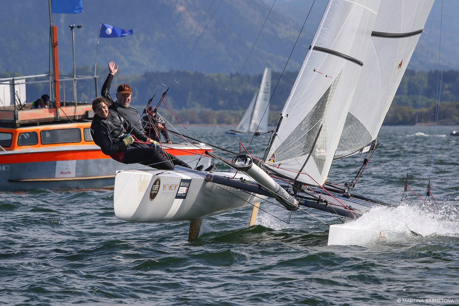 The SpeedFoiler belongs to the new generation of foiling catamarans. © TeamGaebler/Evonik 