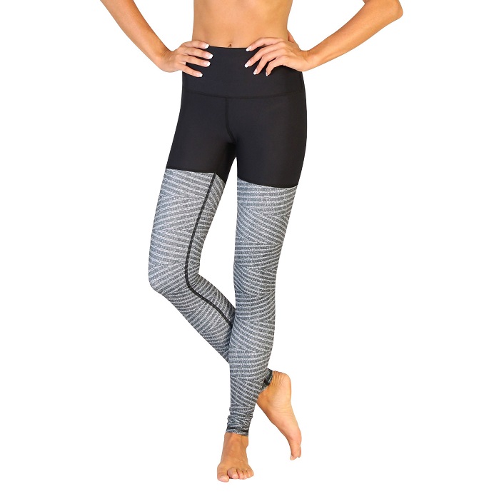 Yoga Democracy has added recycled nylon made from fishing nets to the company’s product line-up, which includes leggings. © Yoga Democracy 