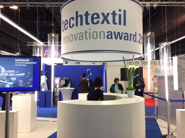 Techtextil Innovation Awards winning products display area. © Innovation in Textiles