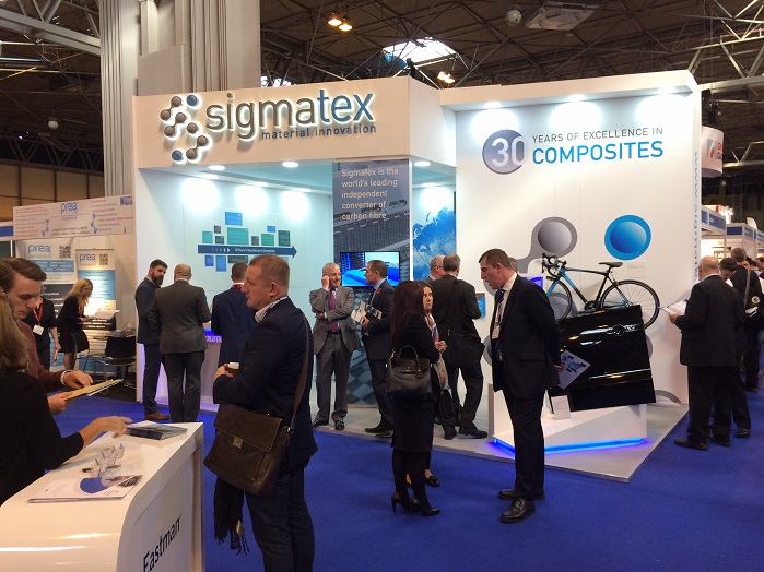 Sigmatex booth at Advaned Engineering show in 2016. © Inside Composites