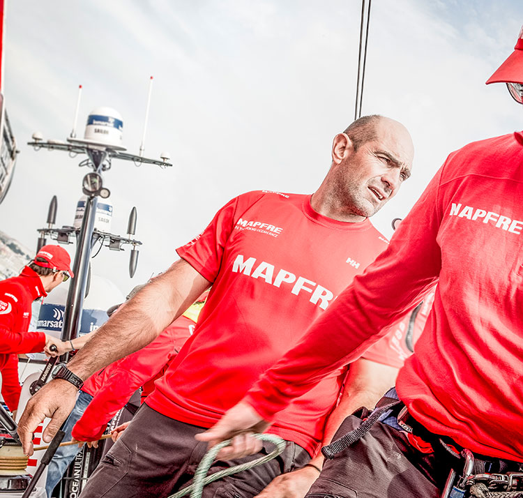 MAPFRE skipper Xabi FernÃ¡ndez, who is a double Olympic medallist and one of the most highly regarded Volvo Ocean Race sailors of the modern era, wearing a Helly Hansen Merino base-layer. © MarÃ­a MuiÃ±a/MAPFRE