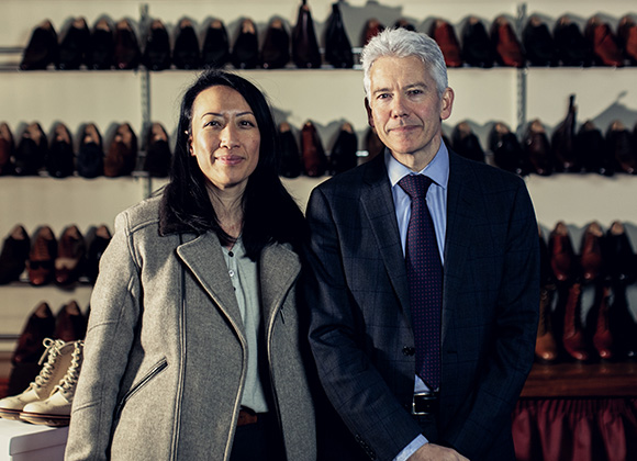 Nancy Johnston, Founder and Creative Director, House of Tengri, and Jonathan Church, fifth generation shoemaker. © Tengri