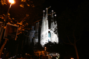 Gaudi's La Sgrada Familia - backdrop to Barcelona's vibrant night life