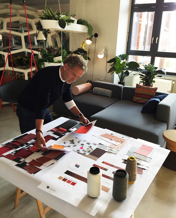 Designer Werner Aisslinger selecting fabrics for special exhibition 'Textile Future by Trevira CS'. © Trevira