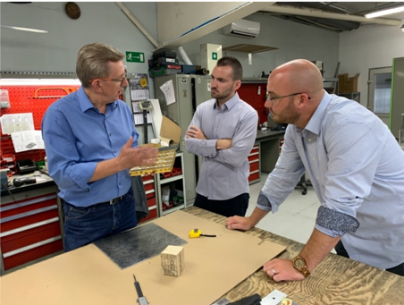 From left to right: Sylvester Korotynski, President of ZeMat Technologies, Zach Ralson, Head Engineer, Miller Weldmaster, Brent Nussbaum, President, Miller Weldmaster. © Miller Weldmaster.