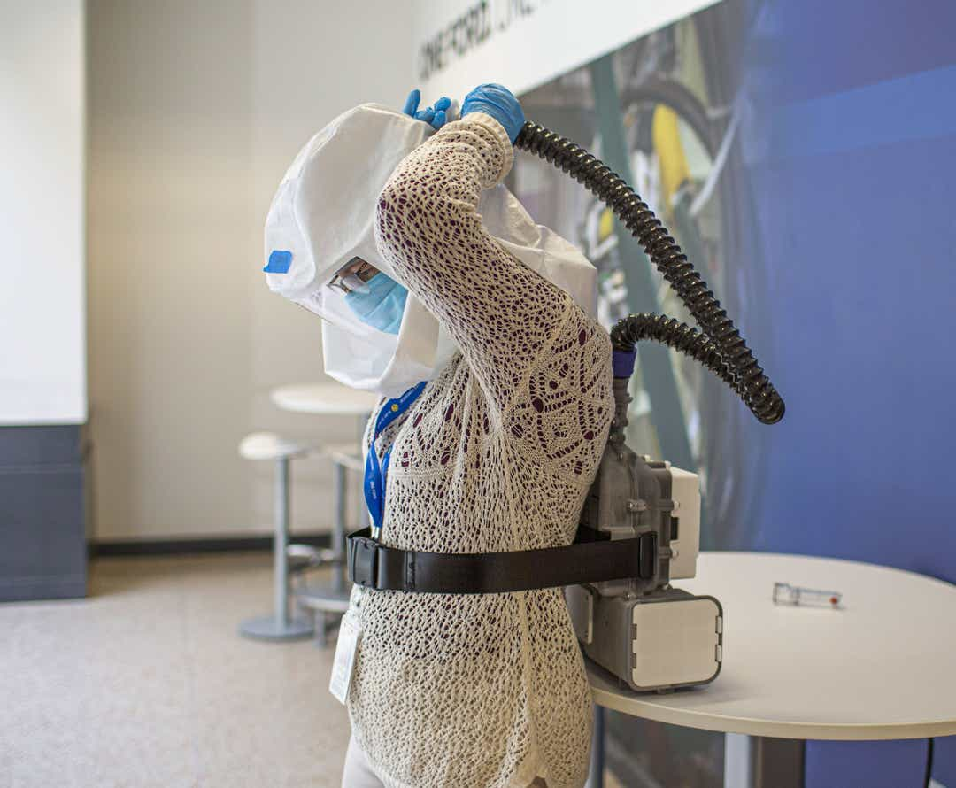 Ford's Powered Air Purifier Respirator with MANN+HUMMEL HEPA filter elements. Source: Ford Motor Company.