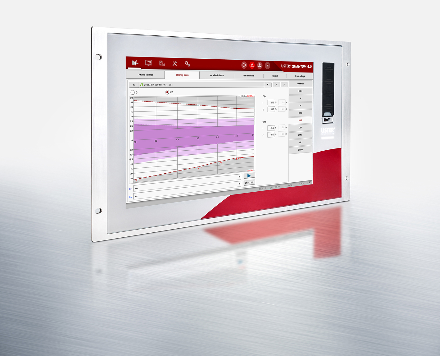 Smart Duo allows easy switching between the sensors for capacitive measurements of fibre mass and those for optical measurements of fibre diameter. © Uster