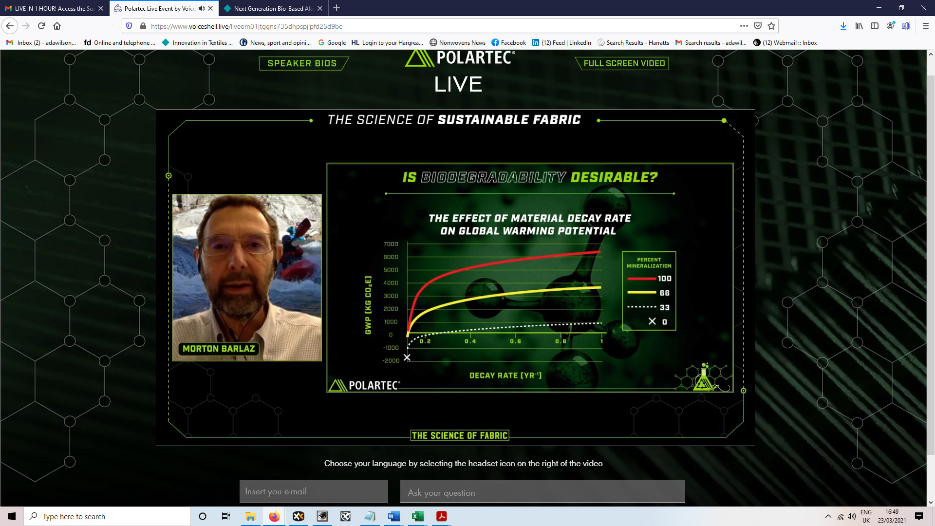 The science of sustainable fabric webinar. © Polartec