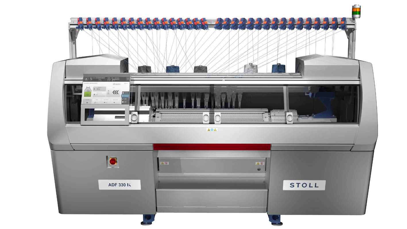 Stoll’s ADF 330-32 ki BcW flat weft knitting machine. © Stoll