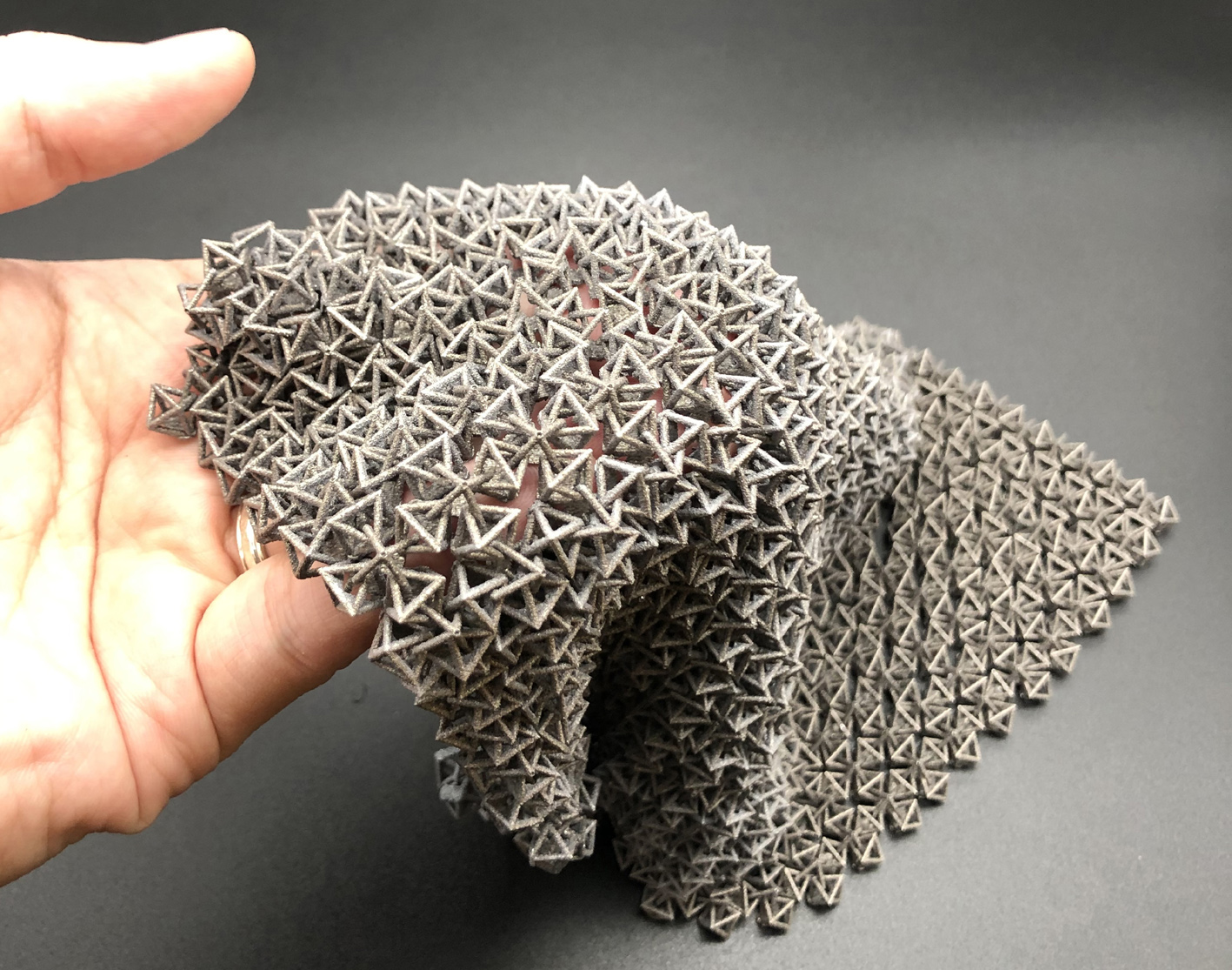 The team has also 3D-printed the chain mail in aluminium, which has more tensile strength and more suitable for industrial applications. © NTU