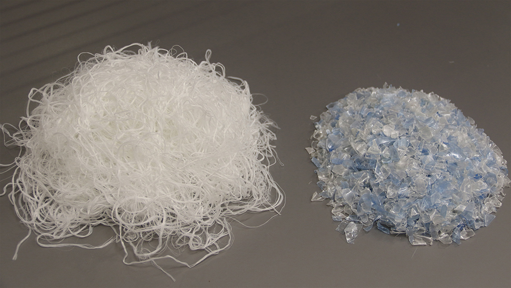 Korteks recycles polyester filament yarn waste and PET bottle flakes. © Korteks