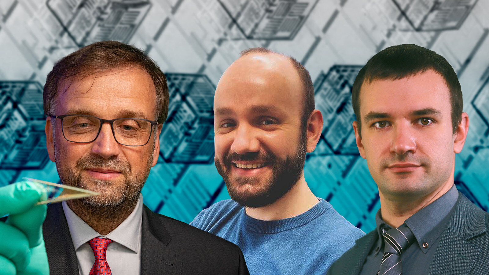 Oliver G. Schmidt, Christian Becker and Daniil Karnaushenko are presenting an entirley new approach to miniaturising ultra-compact and highly integrated sensor units. © Jacob Müller/Christian Becker 