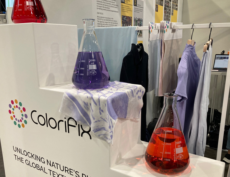 Colorifix dyes and material samples at Future Fabrics Expo © Anne Prahl