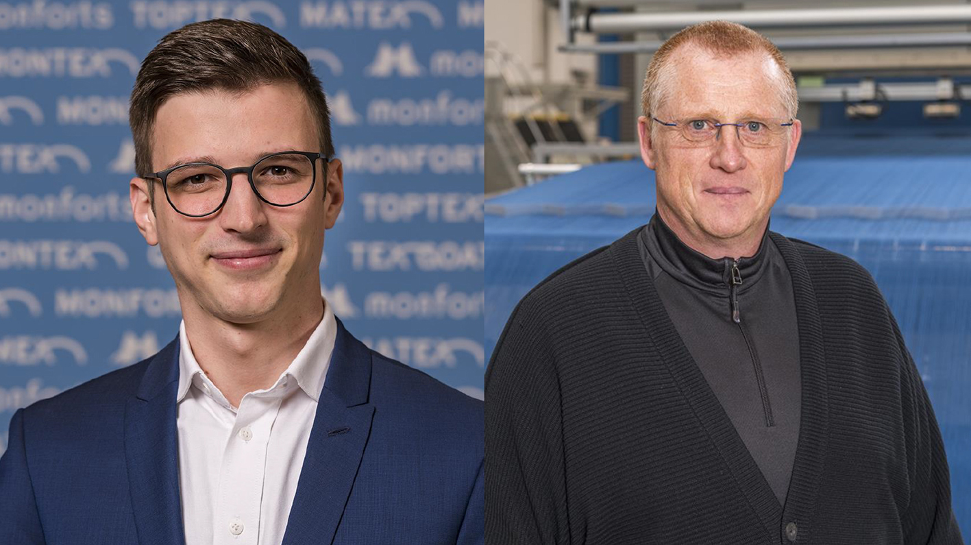 Monforts Textile Technologies Engineer Jonas Beisel (left) and Head of Denim, Hans Wroblowski. © Monforts