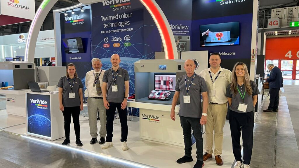 The VeriVide Team at ITMA 2023 (left to right): Shauna Tew, Paul Dakin, Stephen Tongue, Russell Thorpe, Adam Dakin and Carla Goulding. © VeriVide