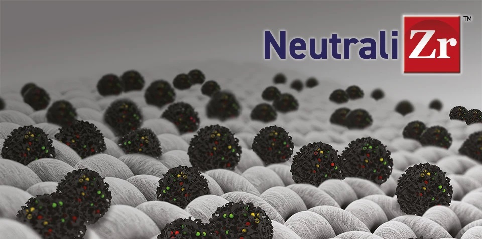 NeutraliZr rapidly adsorbs and detoxifies chemical warfare agents. © Heathcoat Fabrics