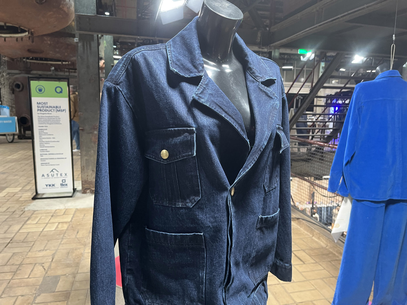 Naveena Denim 100% recycled cotton garment in the Kingpins Most Sustainable Product (MSP) display. © Monforts