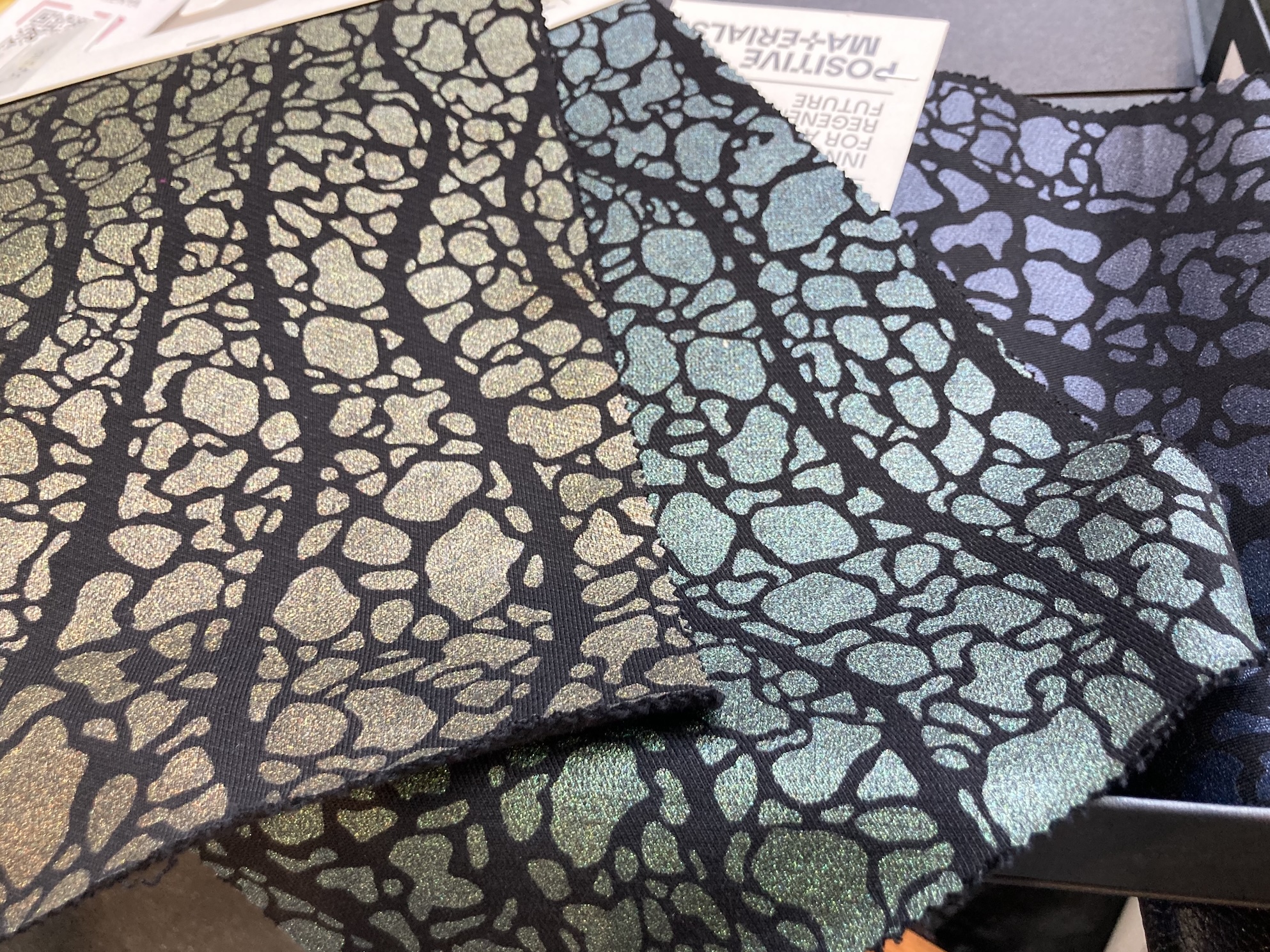 Sparxell plant-based glitter print at Future Fabrics Expo 2025. © Anne Prahl