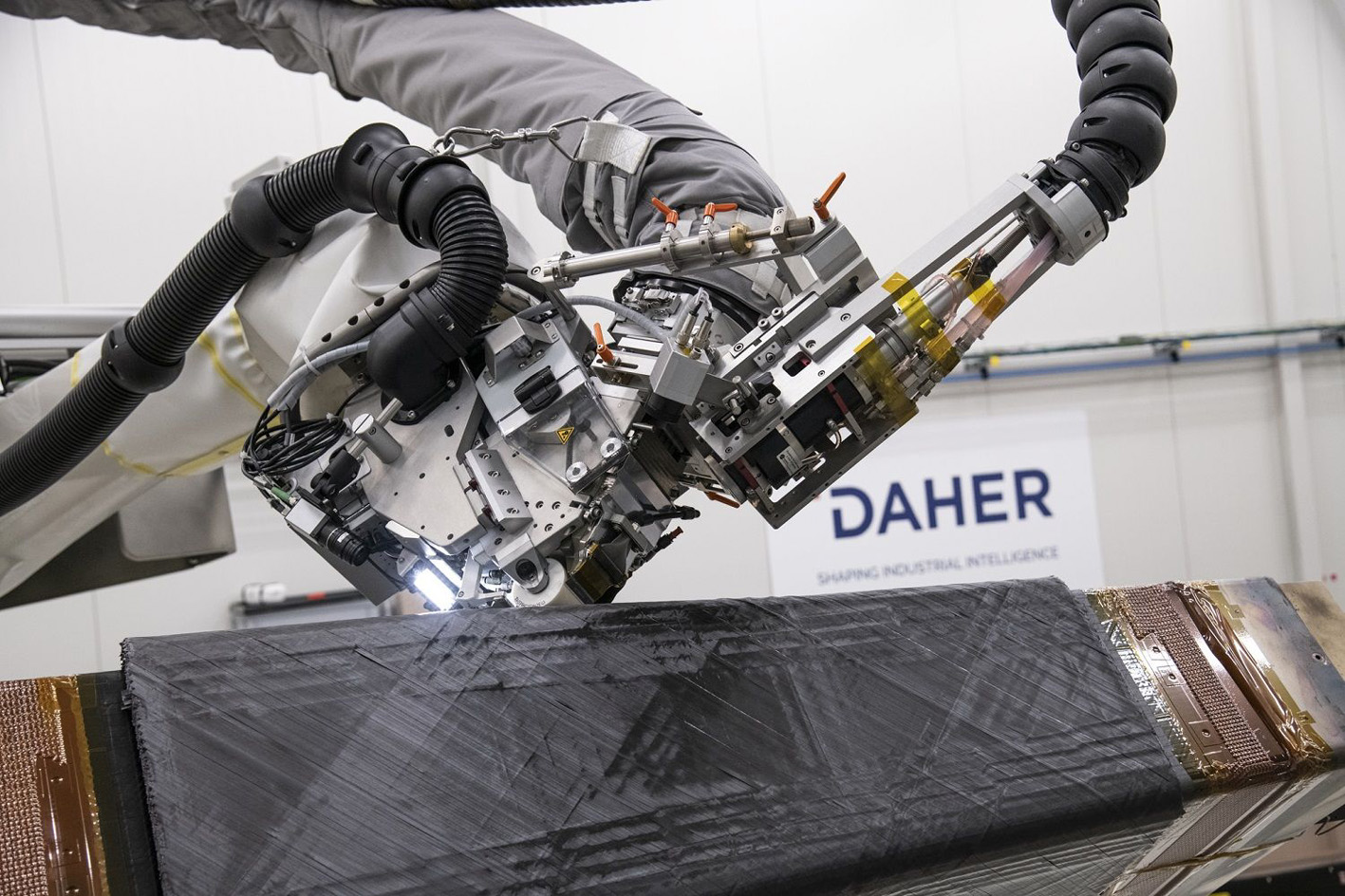 Daher automated fibre placement of carbon fibre reinforced LMPAEK. © Daher Daher automated fibre placement of carbon fibre reinforced LMPAEK. © Daher