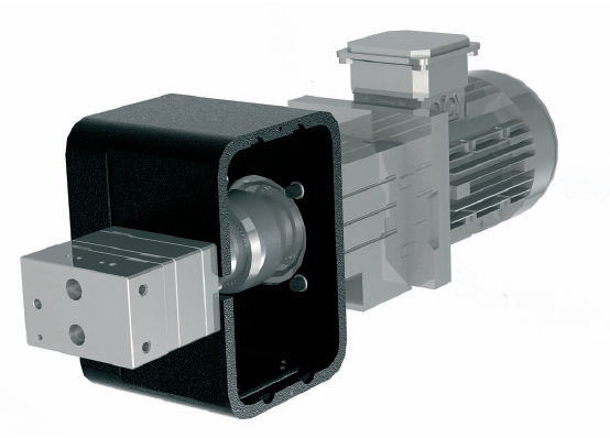 Standard GA pump with drive unit and adaptor block. © Oerlikon Barmag