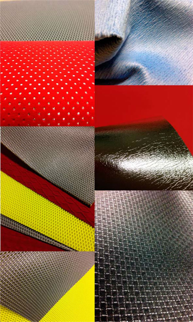 At Première Vision, RES proposes the neoprene in different versions: laminated  with wool, fleece or jersey. © RES