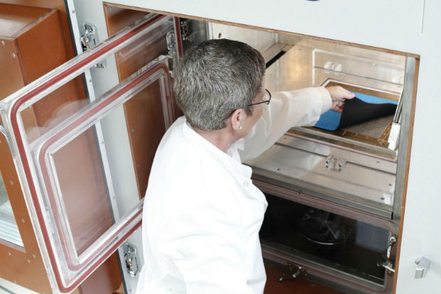 The Skin Model is integrated in to a climate cabinet to ensure constant testing conditions at all times. © Hohenstein Institute