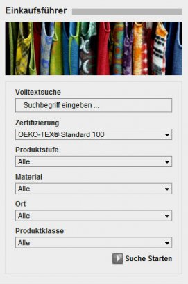 Online database of certified Oeko-Tex suppliers