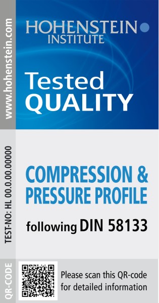 Compression textiles for non-medical use that have been tested can be endorsed with the new quality label ‘Tested quality. Compression and pressure profile’. © Hohenstein Institute