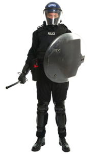 Police officer in protective gear