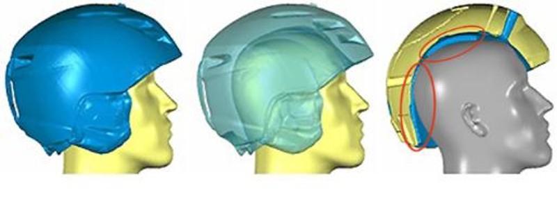 The shape of a ski helmet does not match the shape of the head. In an extreme situation, this could mean that it does not perform its protective function properly, and it is also not comfortable. © Hohenstein Institute