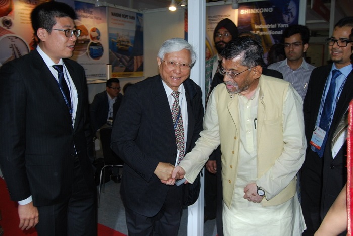 Shri. Sandeep Kumar Gangwar, Union Minister of Textile, Sean Tsai, Overseas Market Development, and Dr  Ma National Chair Professor (Ministry of Education) © Taiwan Textile Federation 