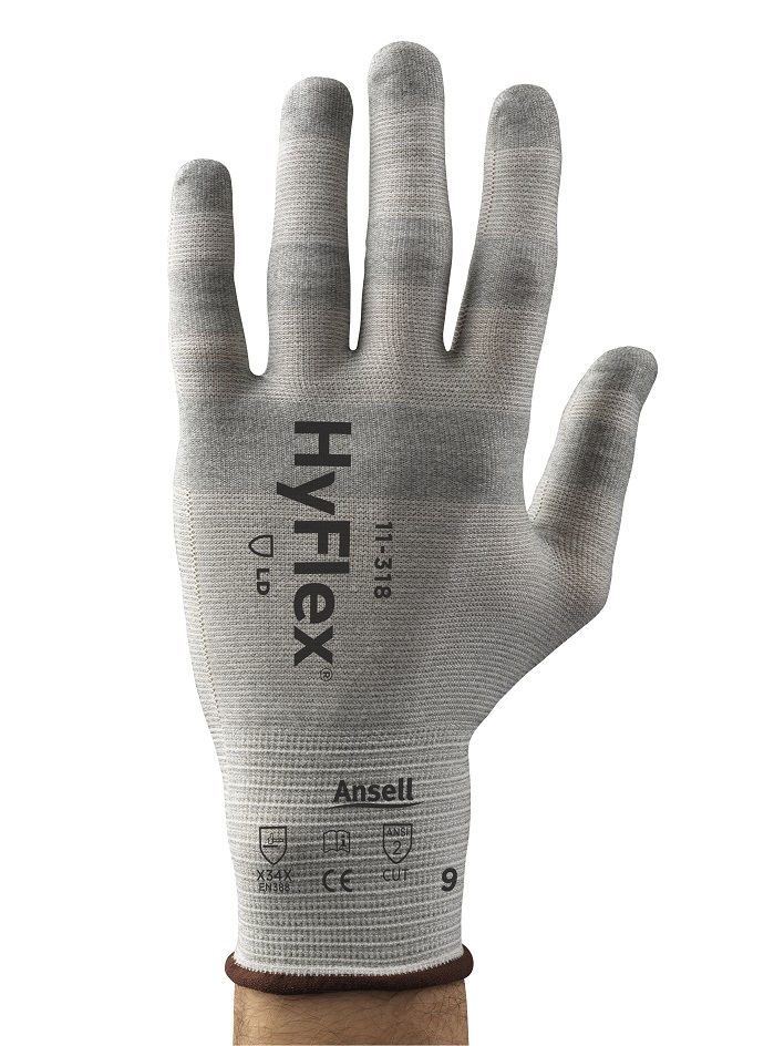 HyFlex 11-318 is designed to offer an ideal hand protection solution for workers in the automotive, aerospace, electronics and white goods segments of industry. © Ansell