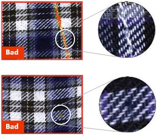 Top: Unexpected stitching. Bottom: Weaving weft float