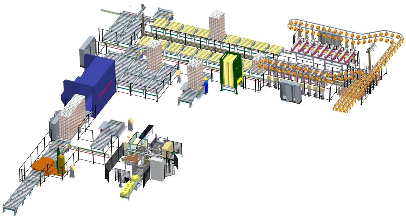 Central palletizing station for the packages. © Neuenhauser 