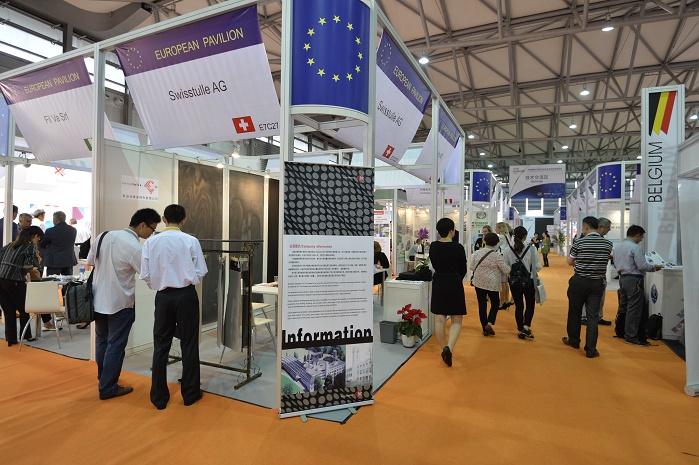 European and Belgian pavilions at the last edition of Cinte Techtextil China. © Messe Frankfurt / Cinte Techtextil China edition